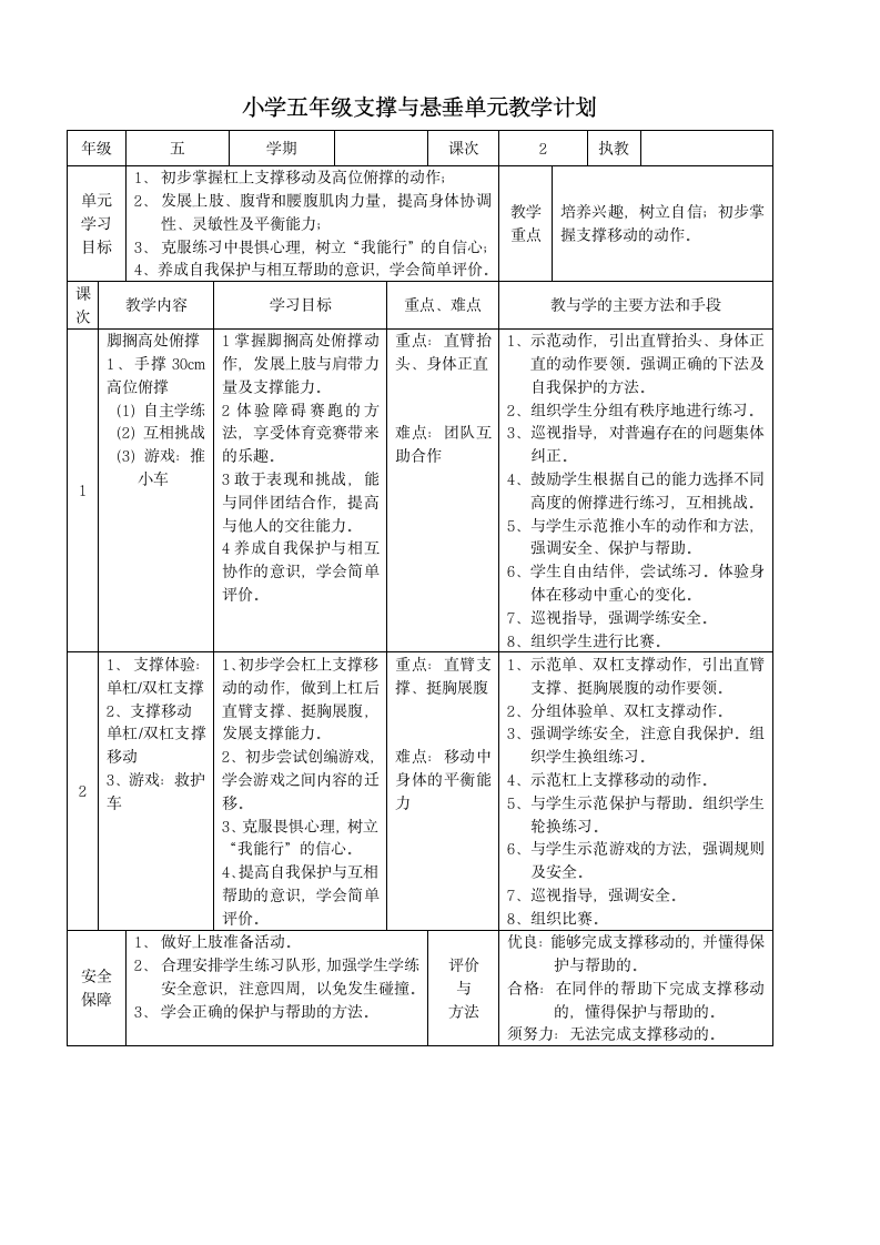 小学五年级体育各项目单元教学.doc第6页