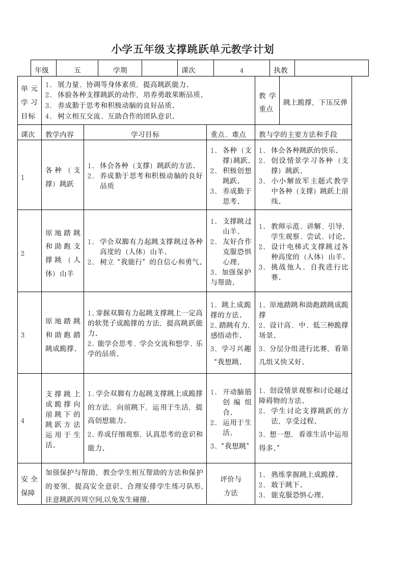 小学五年级体育各项目单元教学.doc第11页