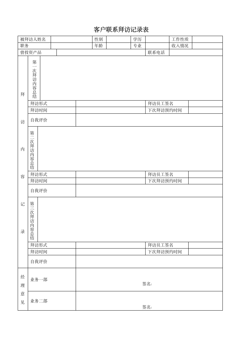 投资潜在客户拜访表模板.doc第1页