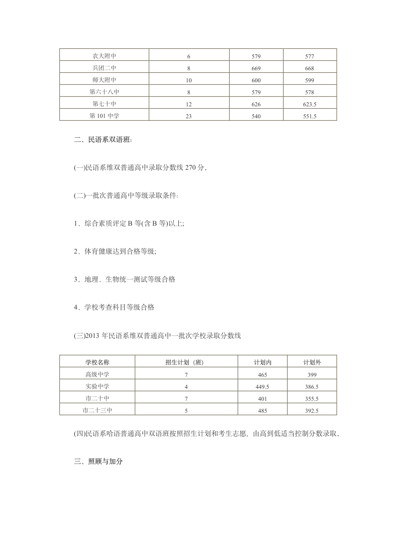 乌鲁木齐市2013中考分数线第2页