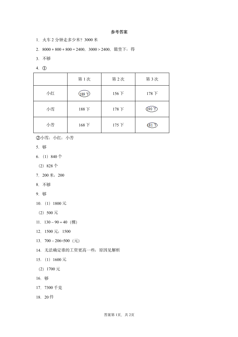 小学数学人教版二年级下册数学万以内数的认识应用题专题训练（含答案）.doc第5页