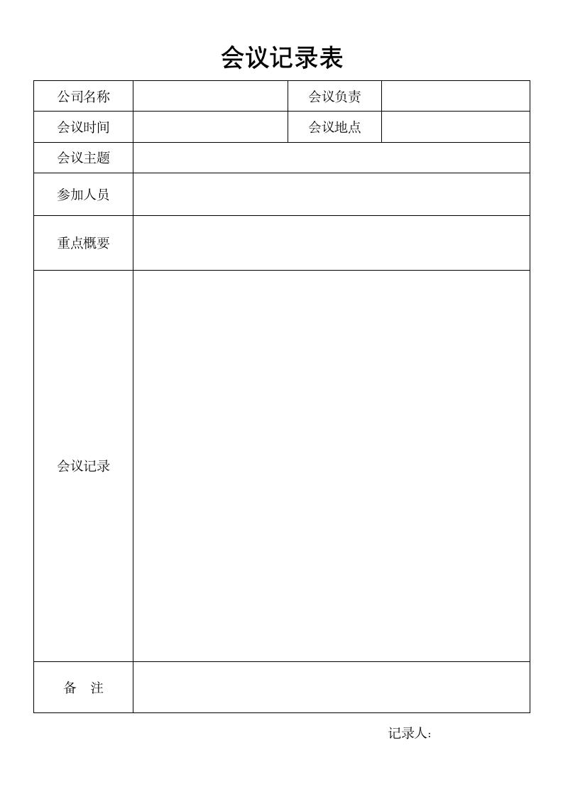 会议记录表格模板.docx第1页