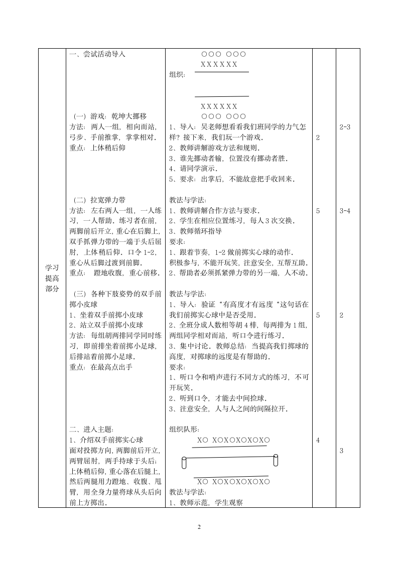 二年级体育双手前掷实心球 教案 全国通用.doc第2页