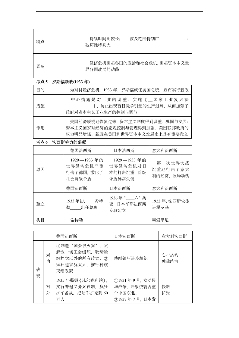 2015中考历史一轮专题复习22：两次世界大战间的东西方世界.doc第3页