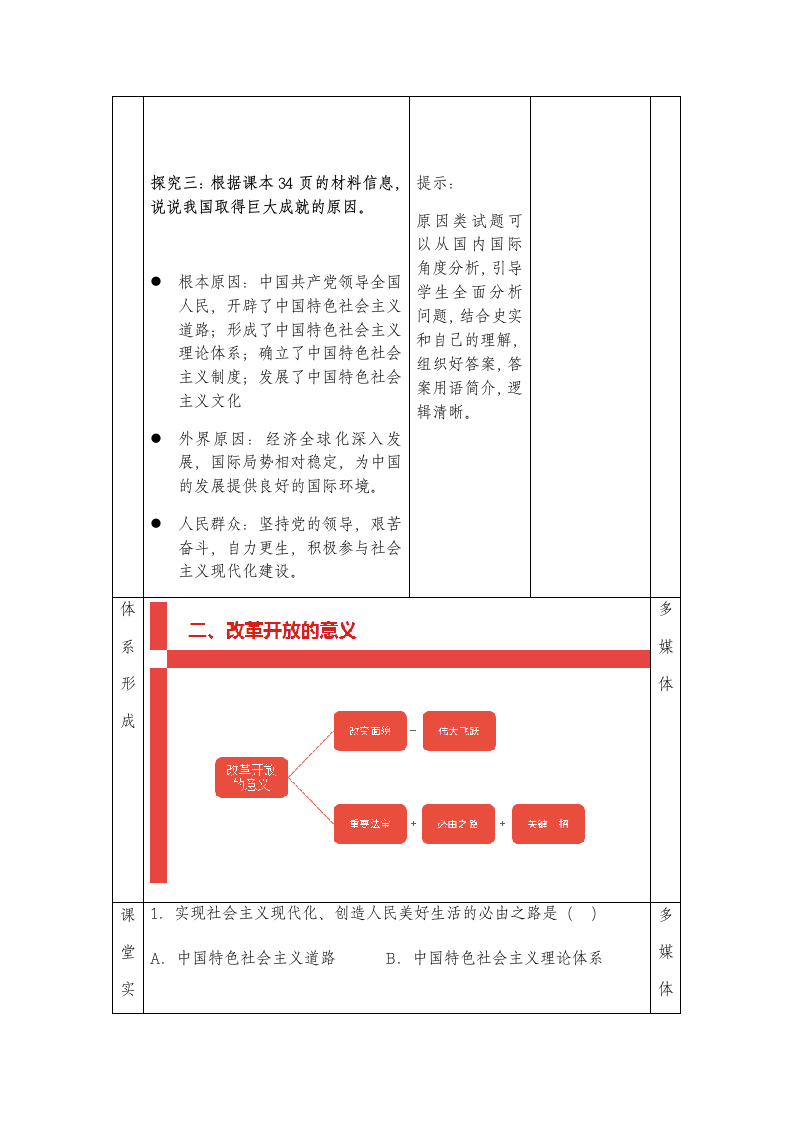 【新教材】高中政治统编版（2019）必修一3.1 伟大的改革开放（下）教学设计.doc第4页