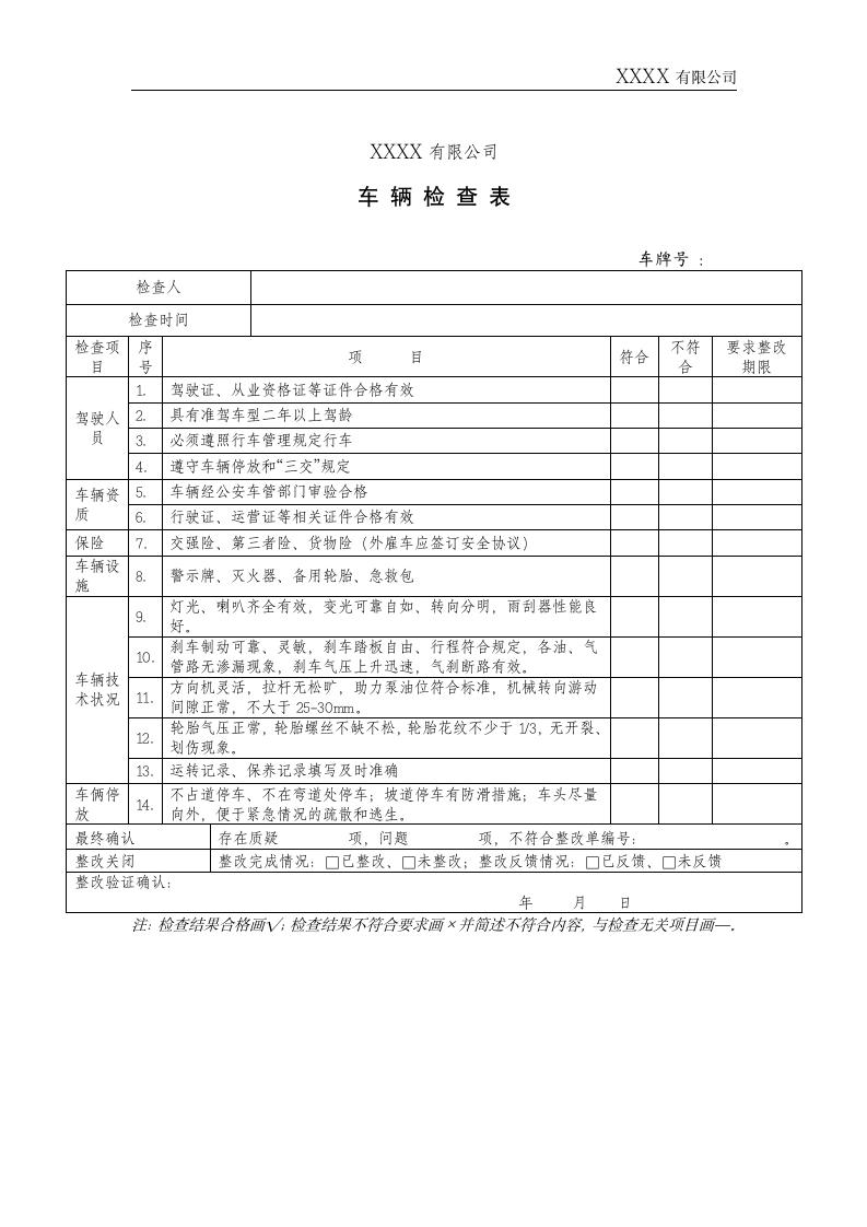 车辆安全检查表模板.doc第1页