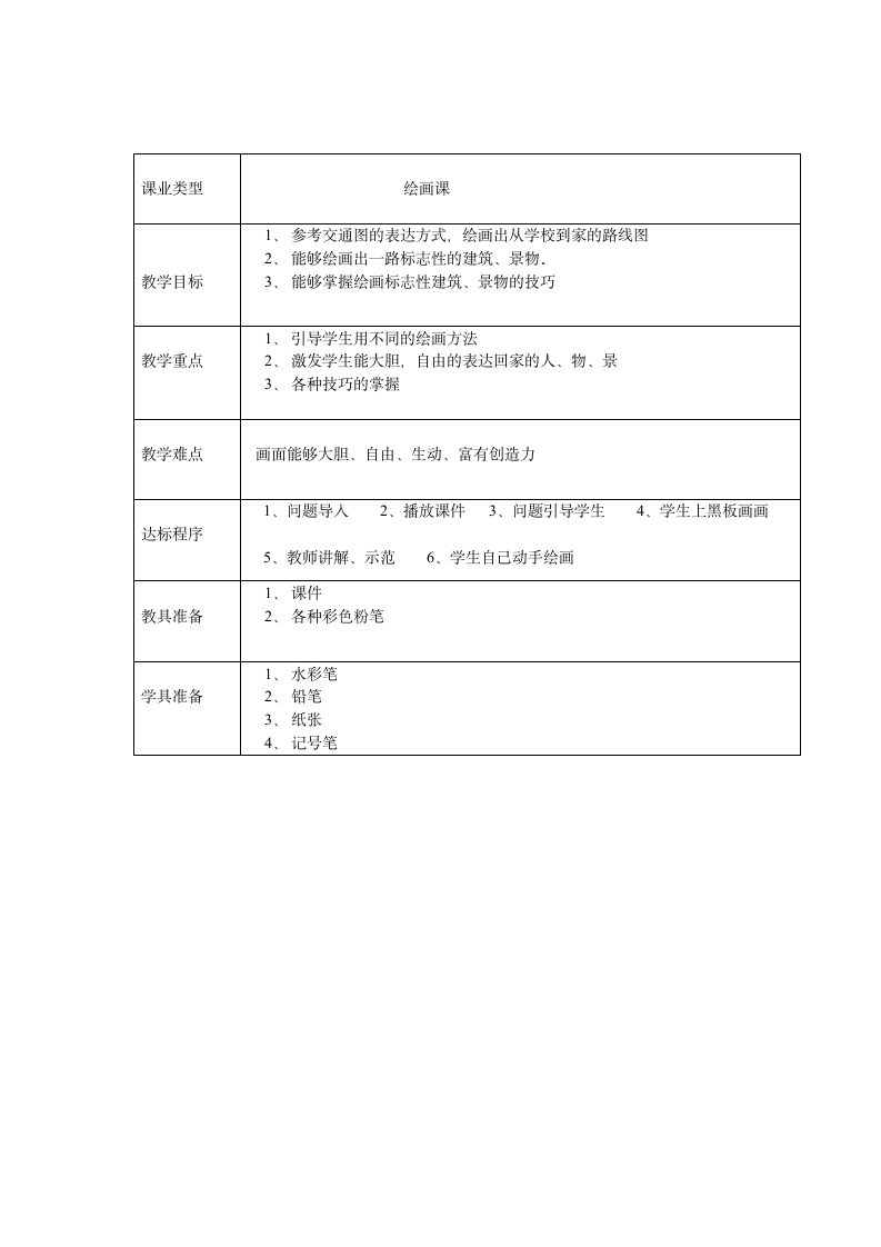 二年级上美术13 回家的路 教案 人教版.doc第1页