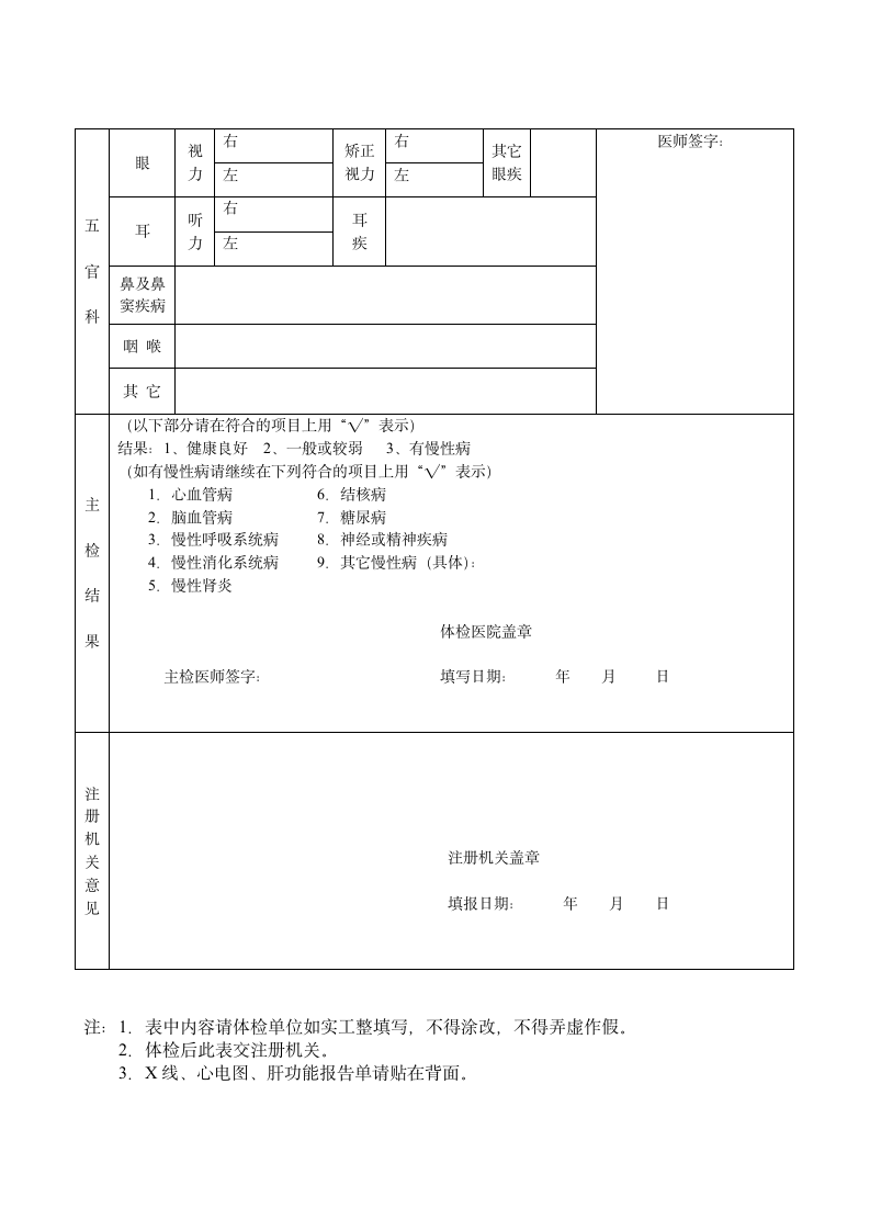 执业医师体检表第2页