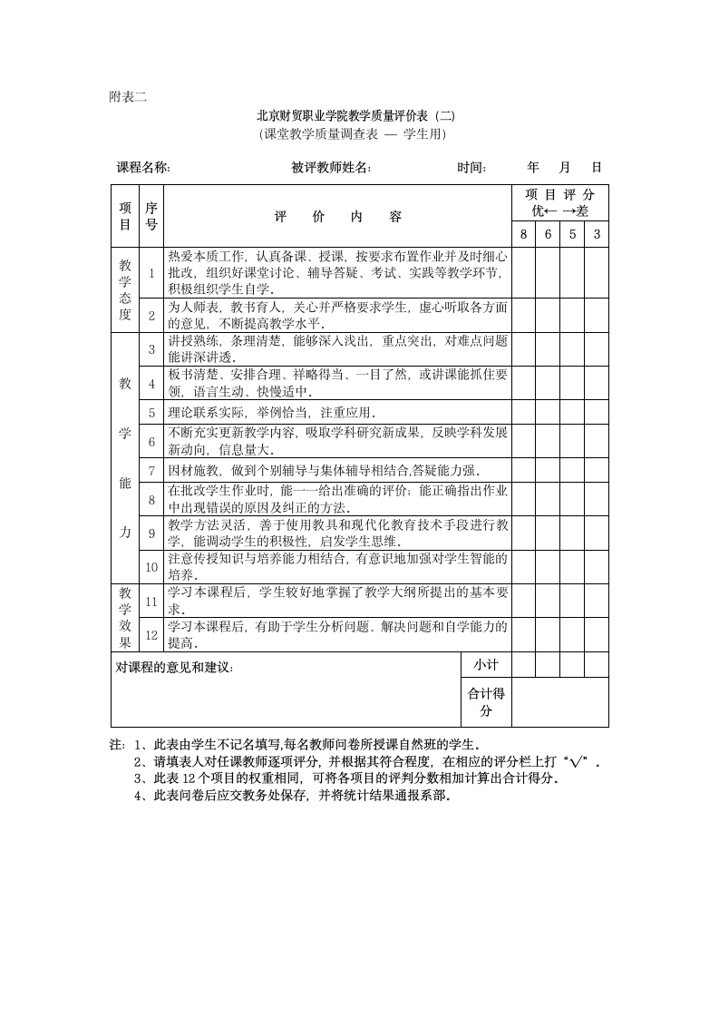 北京财贸职业学院教学质量监控与评价办法第6页