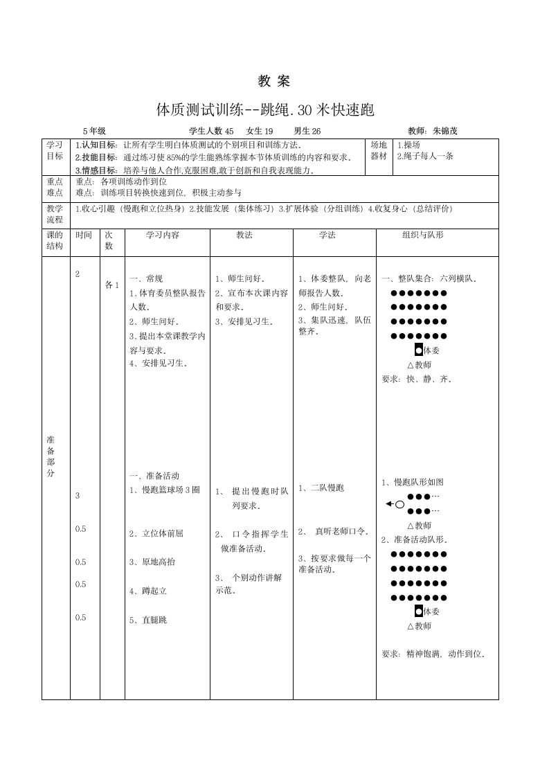 五年级体育教案：跳绳. 30米快速跑.doc第1页