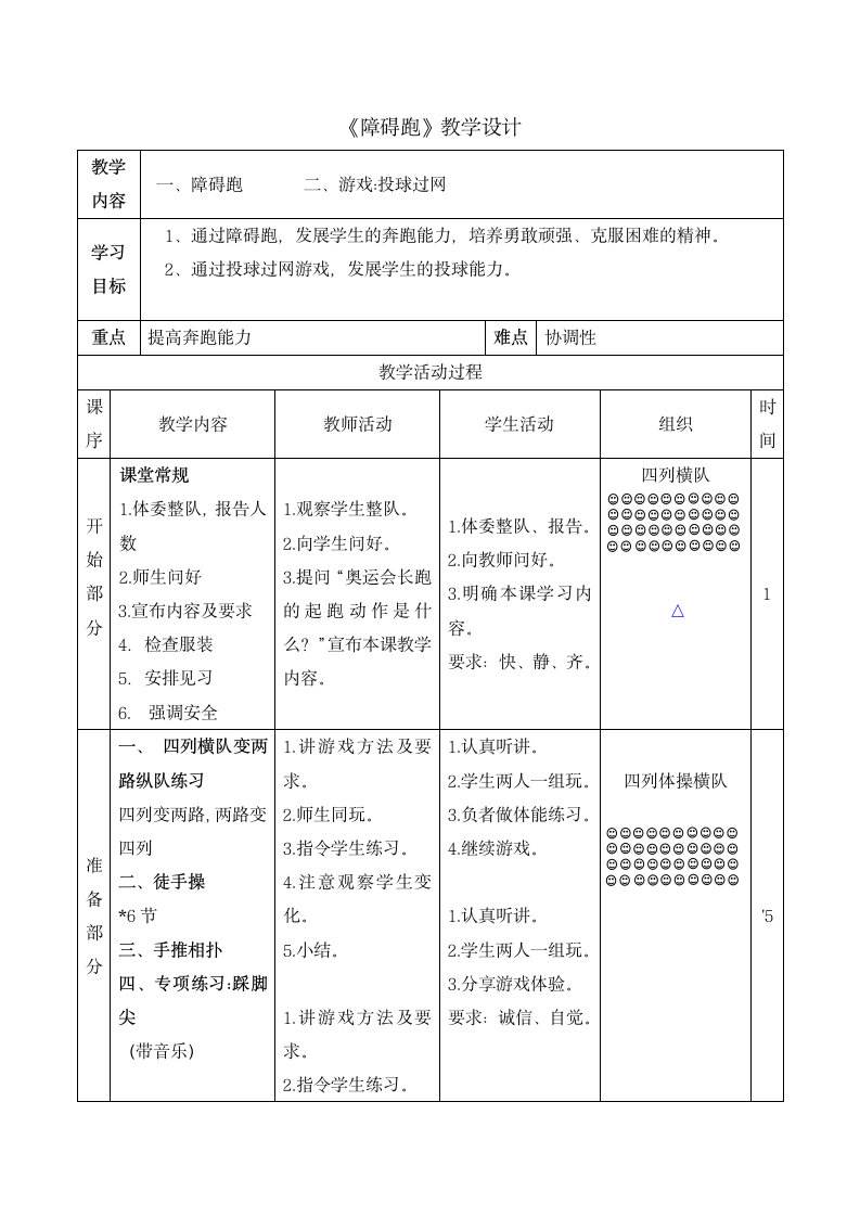 六年级上册体育教案- 障碍跑    全国通用.doc第1页