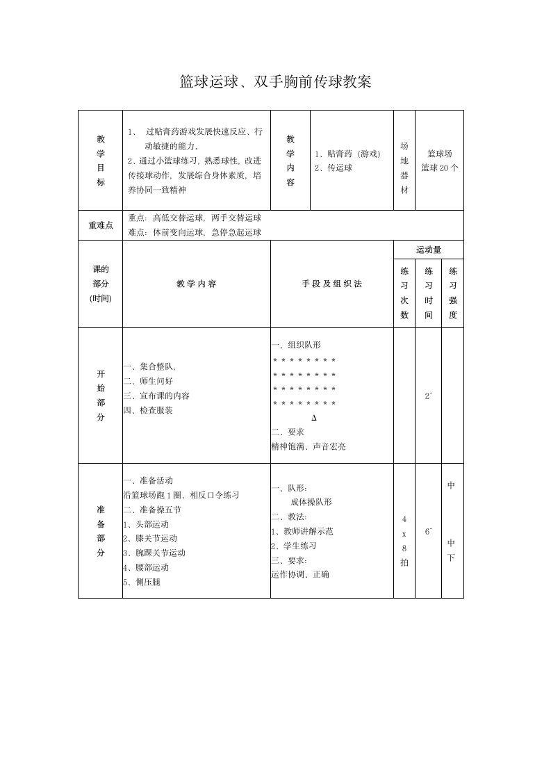 体育与健康人教六年级全一册篮球运球教案.doc第1页