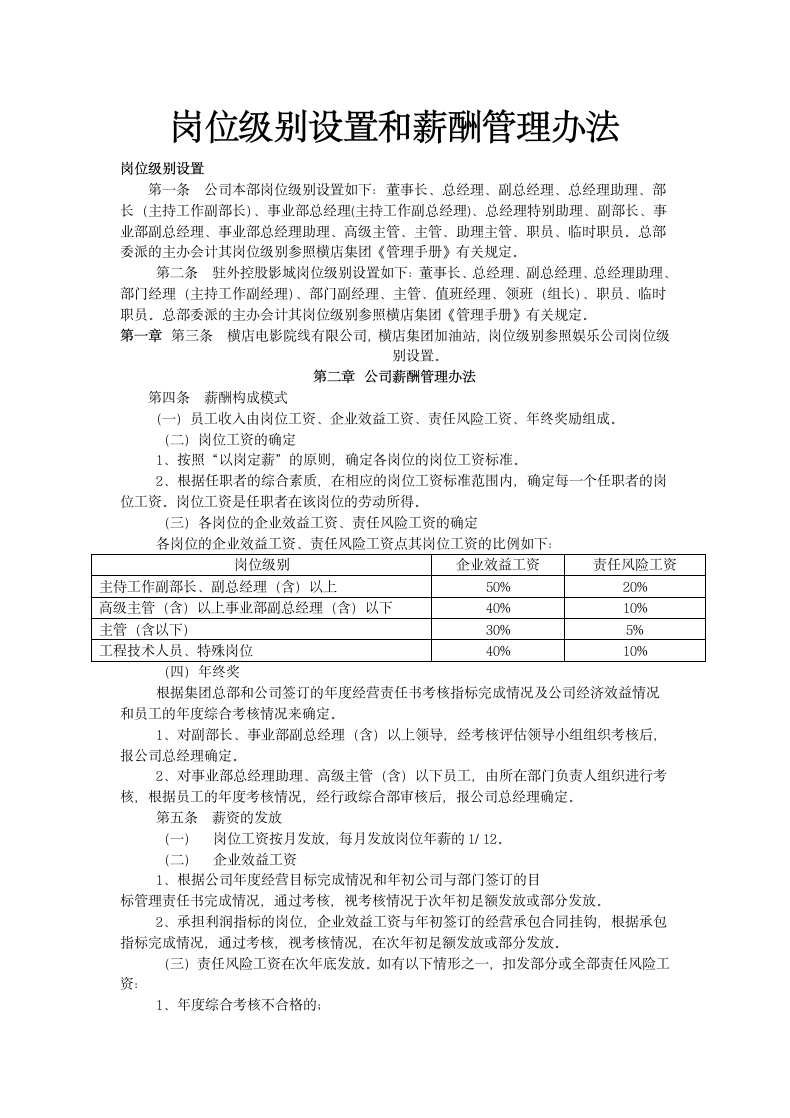 岗位级别设置和薪酬管理办法.docx第2页