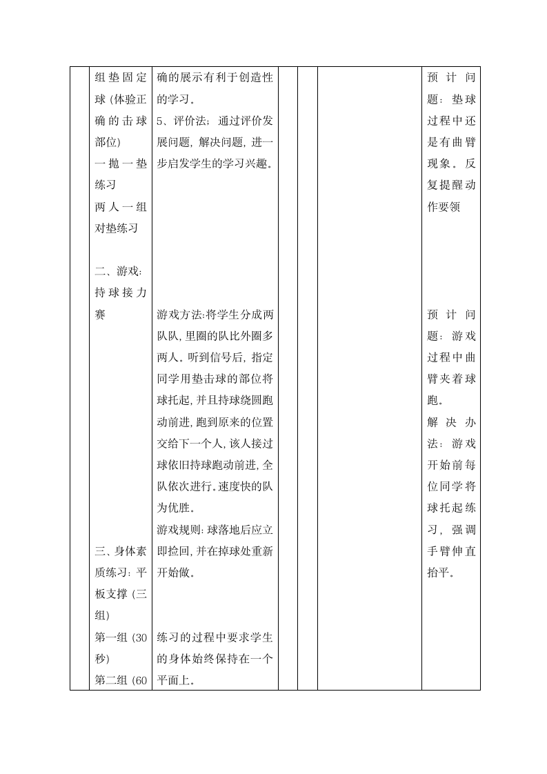 六年级体育 正面下手双手垫球  教案  全国通用.doc第3页