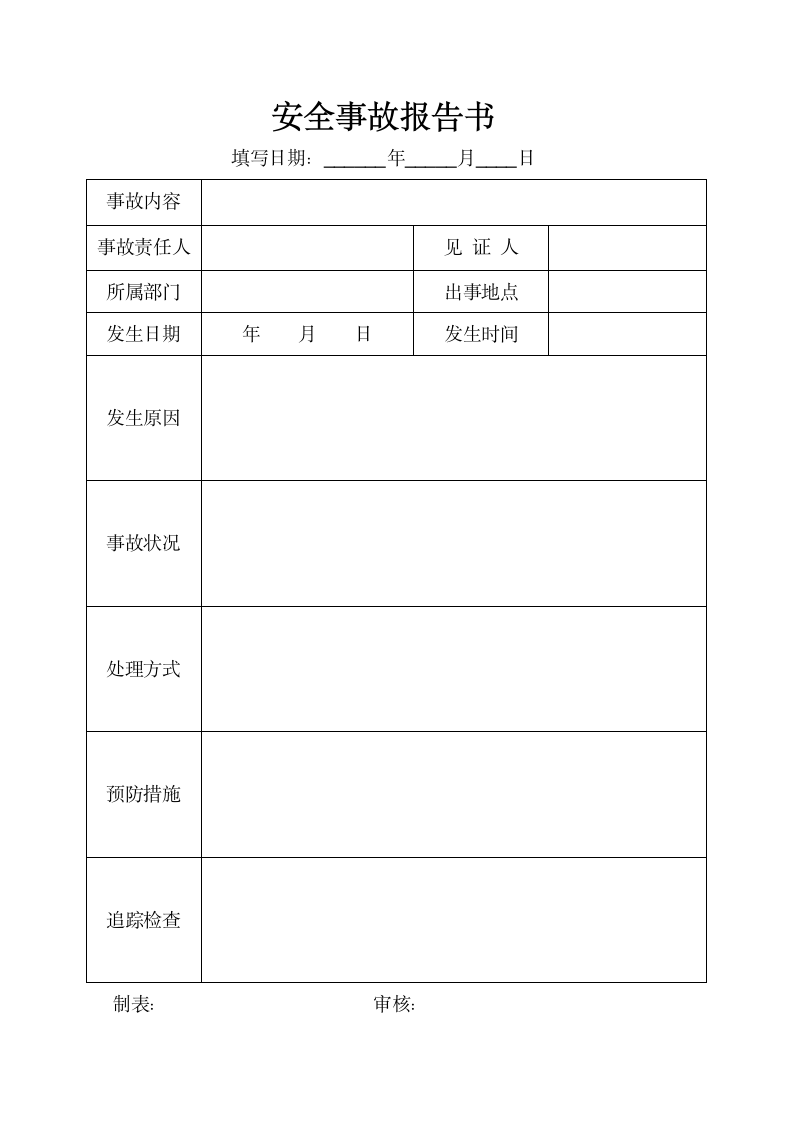 安全事故报告书.docx第1页