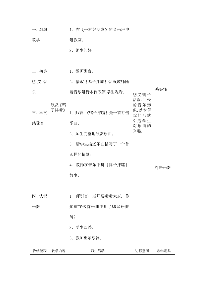 人音版音乐一年级下册 3.2鸭子拌嘴教案.doc第2页