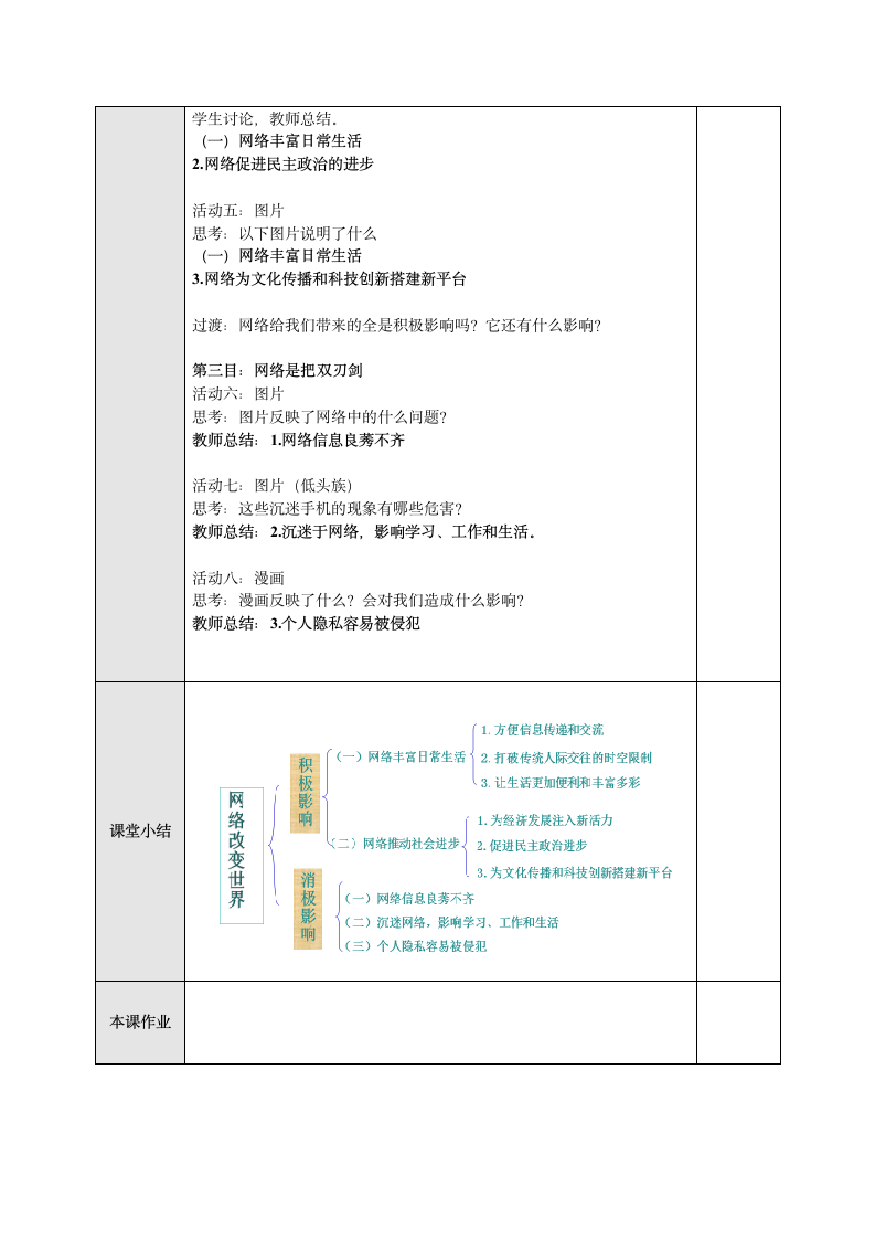 2.1 网络改变世界  表格式教案.doc第2页