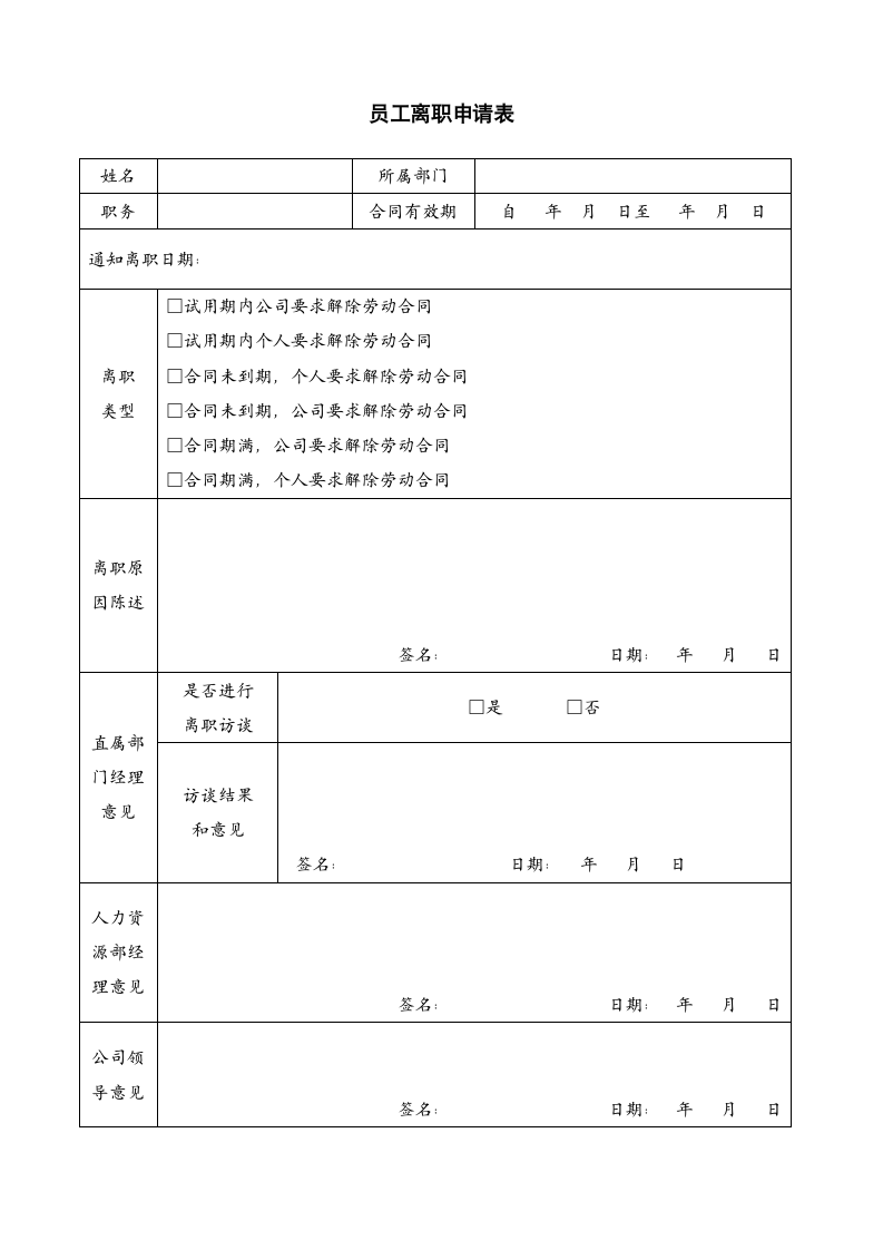 员工离职申请表.docx第1页