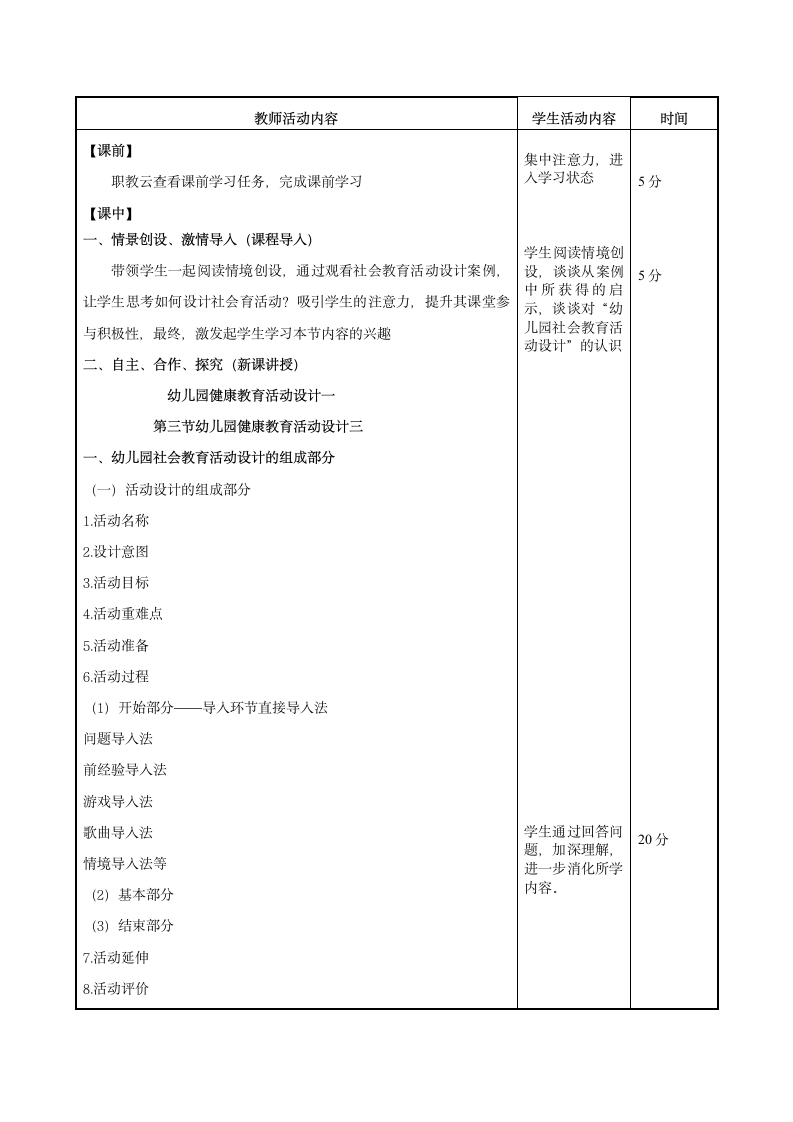 第二章第三节幼儿园社会教育活动设计三 教案（表格式）- 《幼儿园教育活动设计与指导（第二版）》同步教学（高教版·2022）.doc第2页