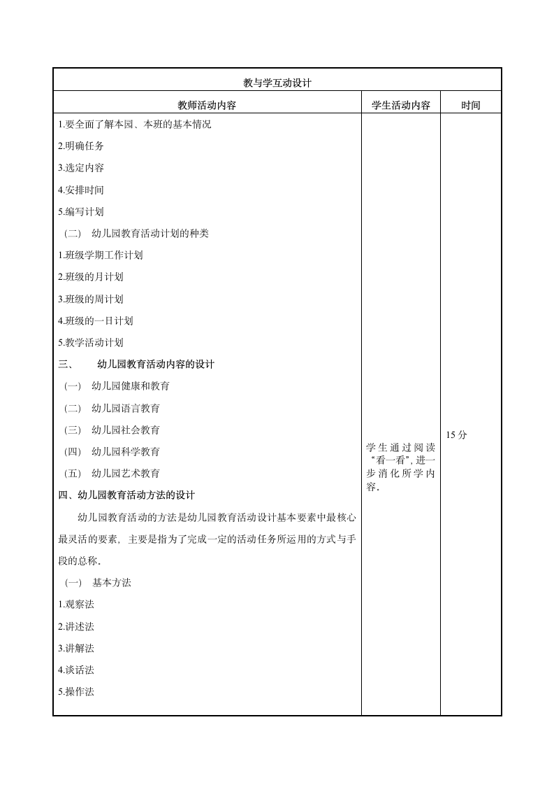 第一章第三节  幼儿园教育活动设计的基本要素  教案（表格式）- 《幼儿园教育活动设计与指导（第二版）》同步教学（高教版·2022）.doc第4页