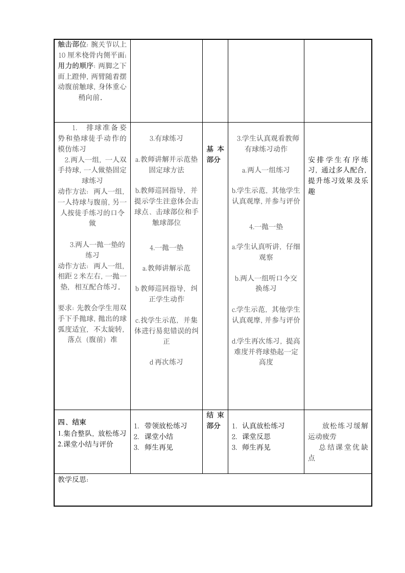 五年级体育教案 - 排球正面双手垫球 通用版.doc第2页