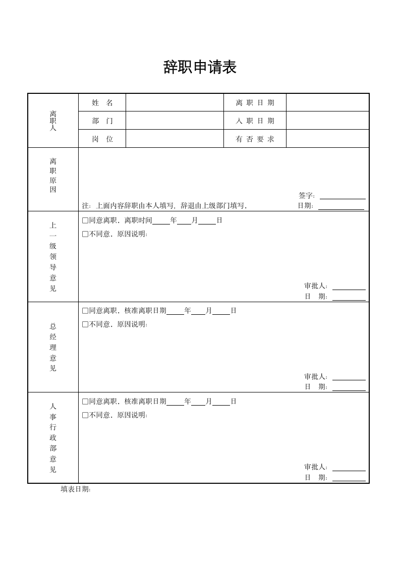 辞职申请表通用模板.docx第1页