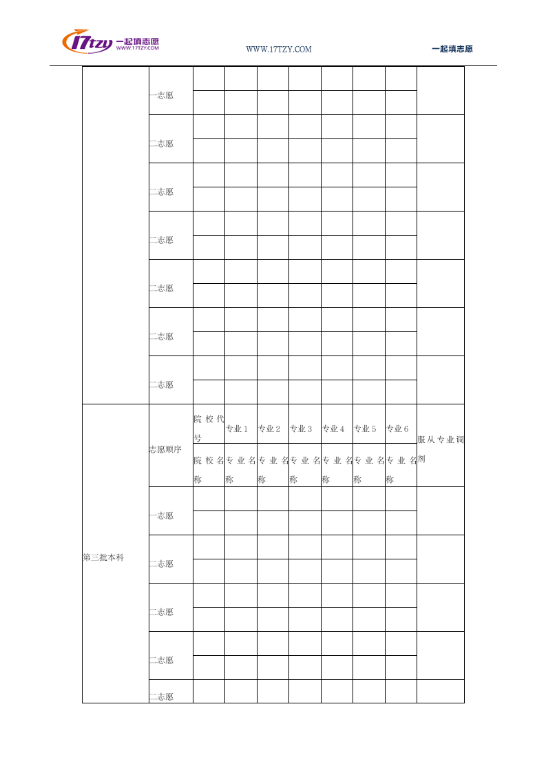 2014年湖北高考志愿填报表(样表参考)第2页