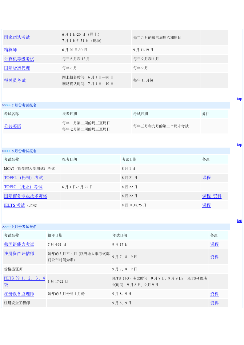 考试时间表第8页