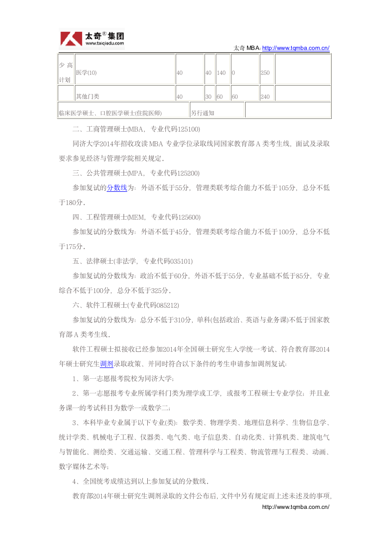 同济大学2014考研复试分数线已公布第4页