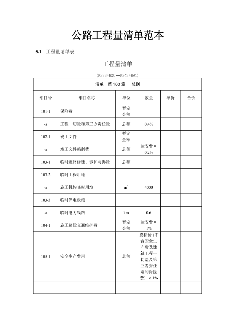 公路工程量清单范本.doc第1页