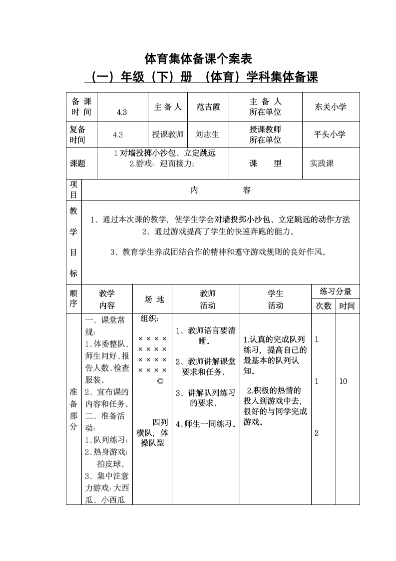 小学五年级下学期体育教案第十九课.doc第1页