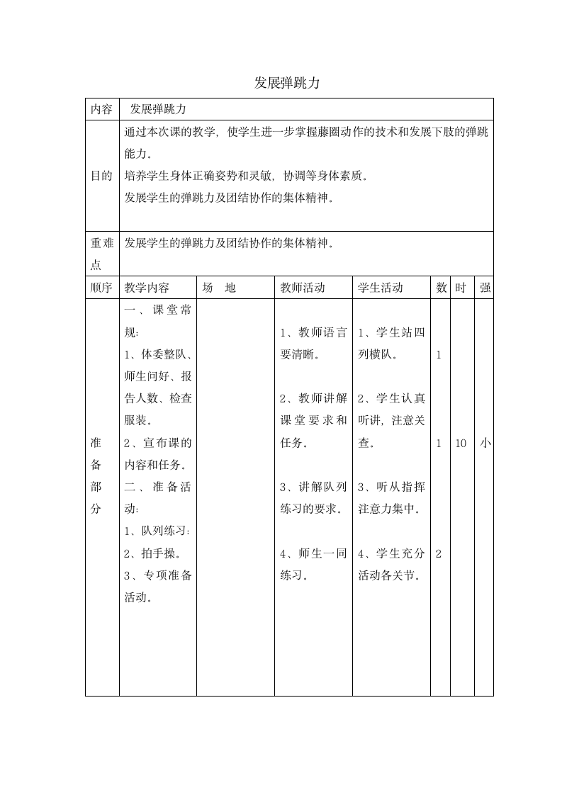 四年级体育教案-发展弹跳力  全国通用.doc第1页