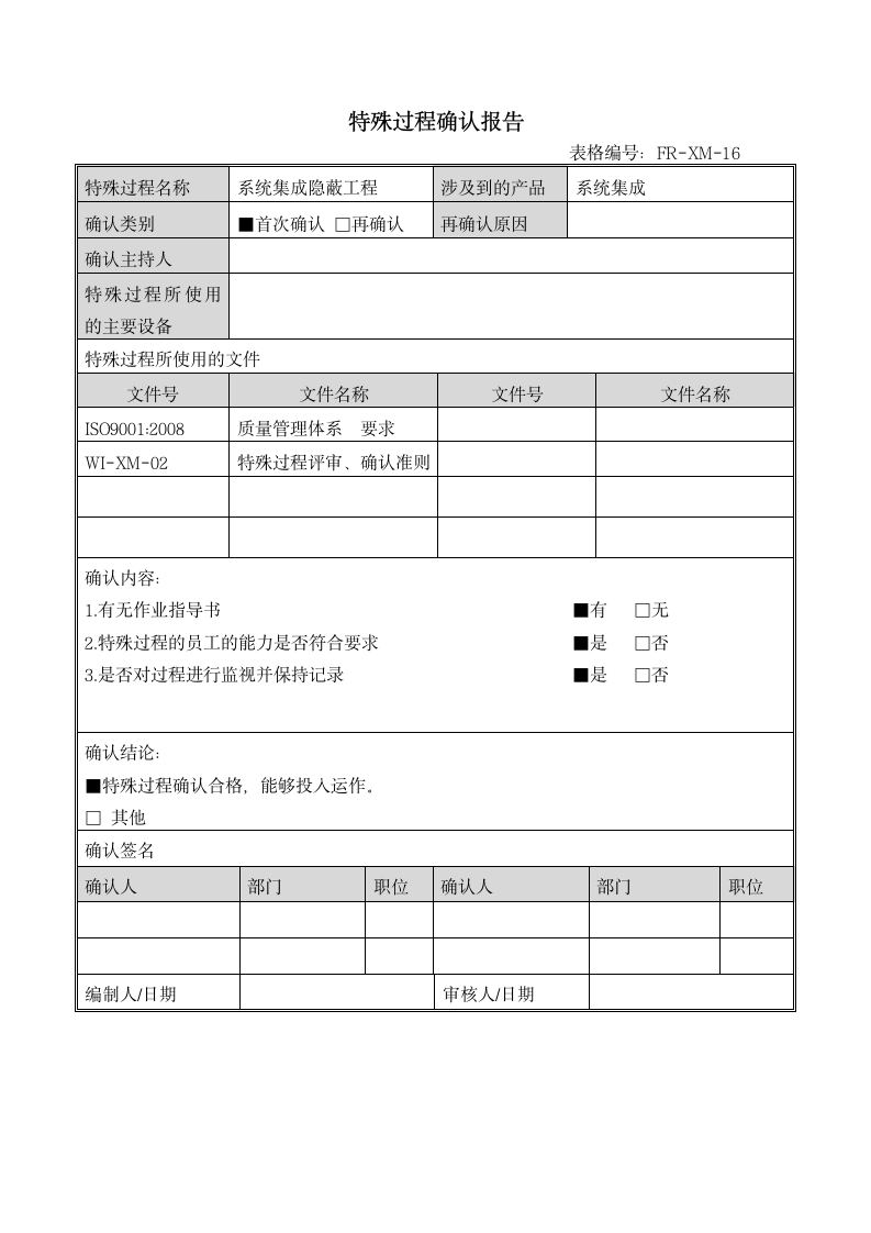 环境安全、职业健康管理—特殊过程确认报告.docx第1页