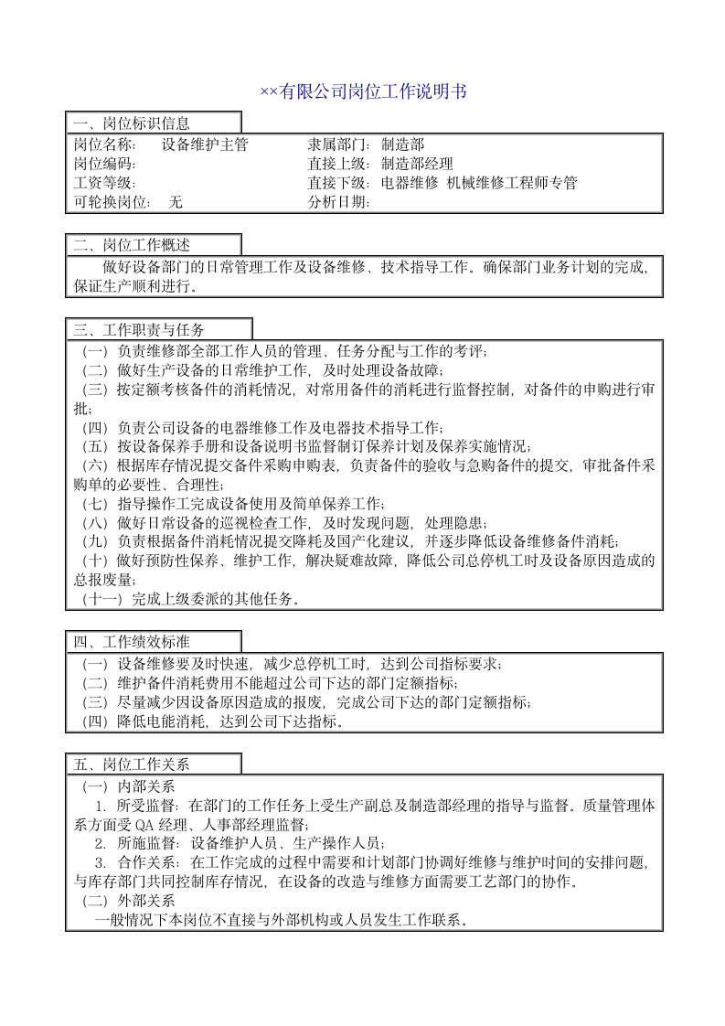 企业之设备维护主管工作说明.doc第2页