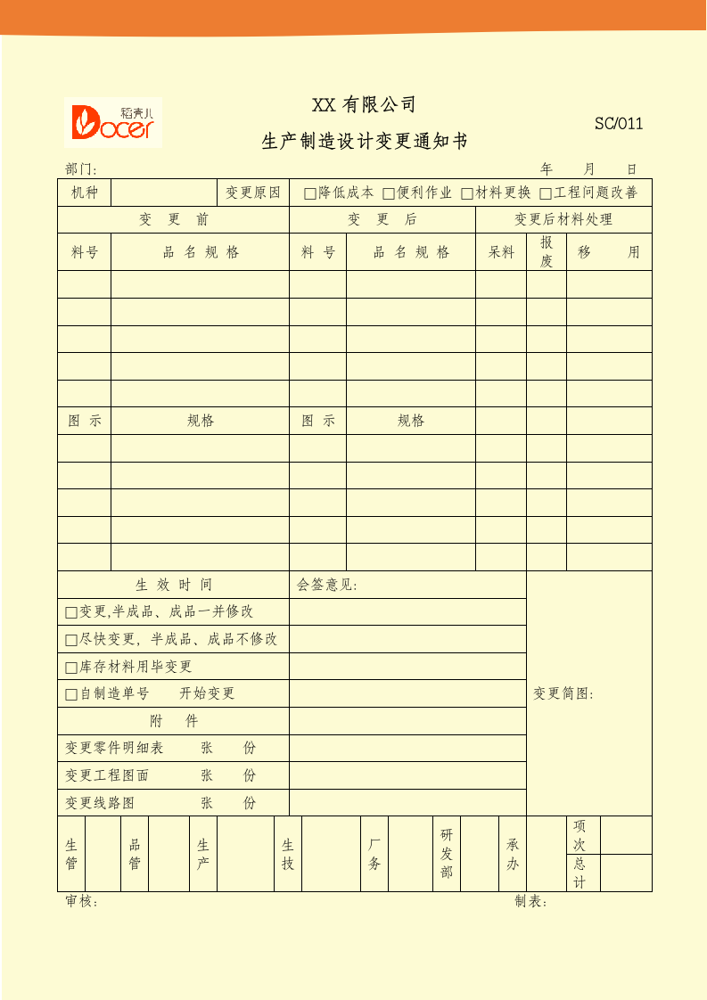 生产制造设计变更通知书.docx