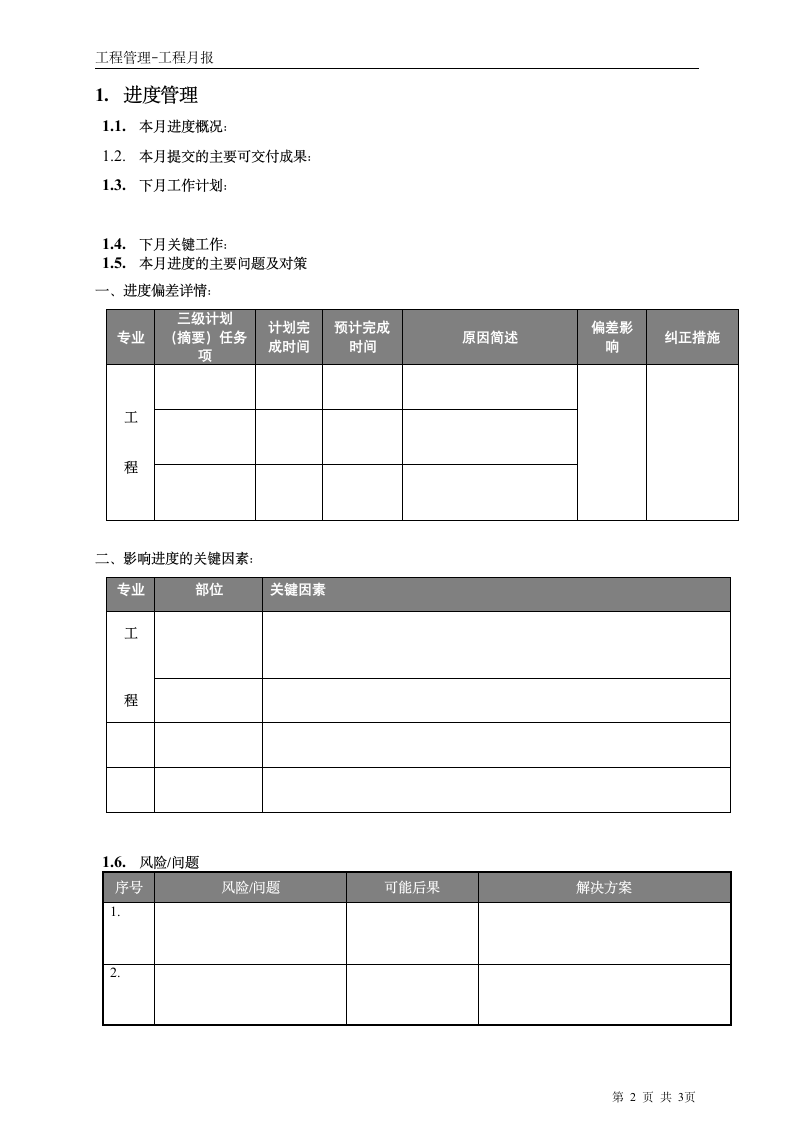 工程月工作报告参考模板.doc第2页