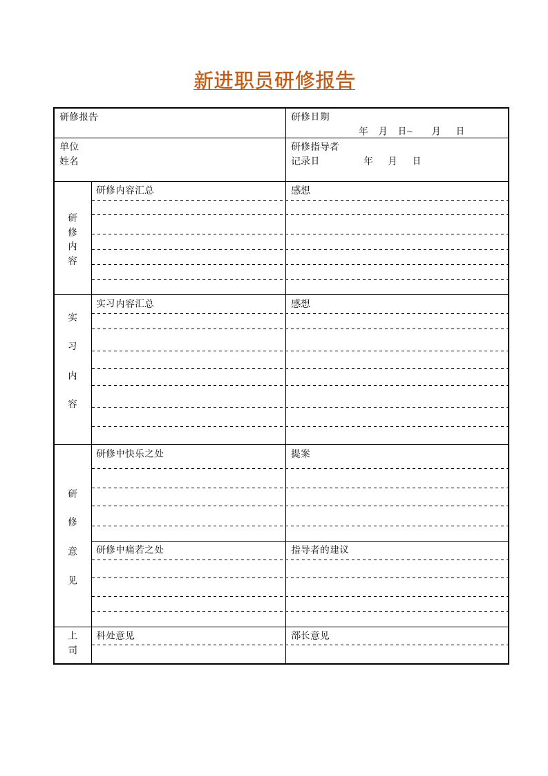 新进职员研修报告表模板.doc第1页