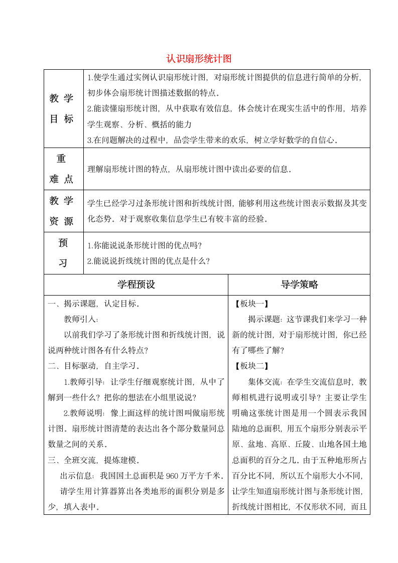 六年级数学下册 认识扇形统计图教案 苏教版.doc第1页