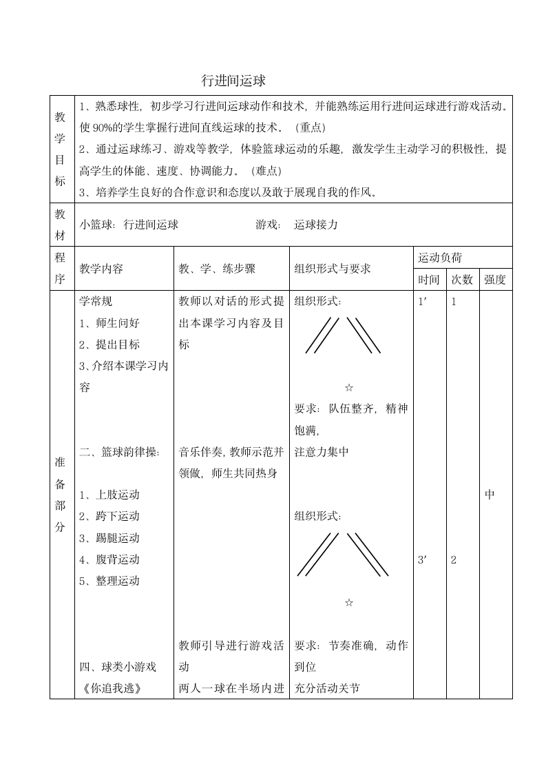 六年级体育教案-行进间运球  全国通用.doc第1页