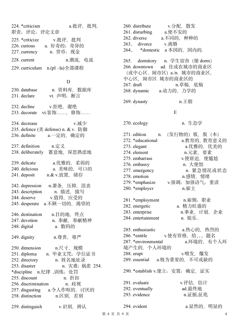 山东省英语高考高频词汇第4页