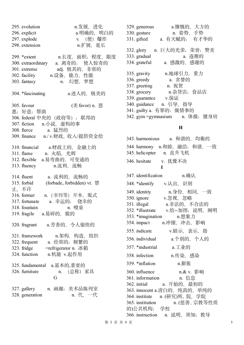 山东省英语高考高频词汇第5页