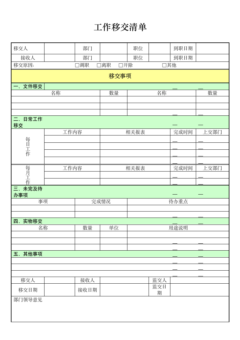 工作移交清单.docx第1页