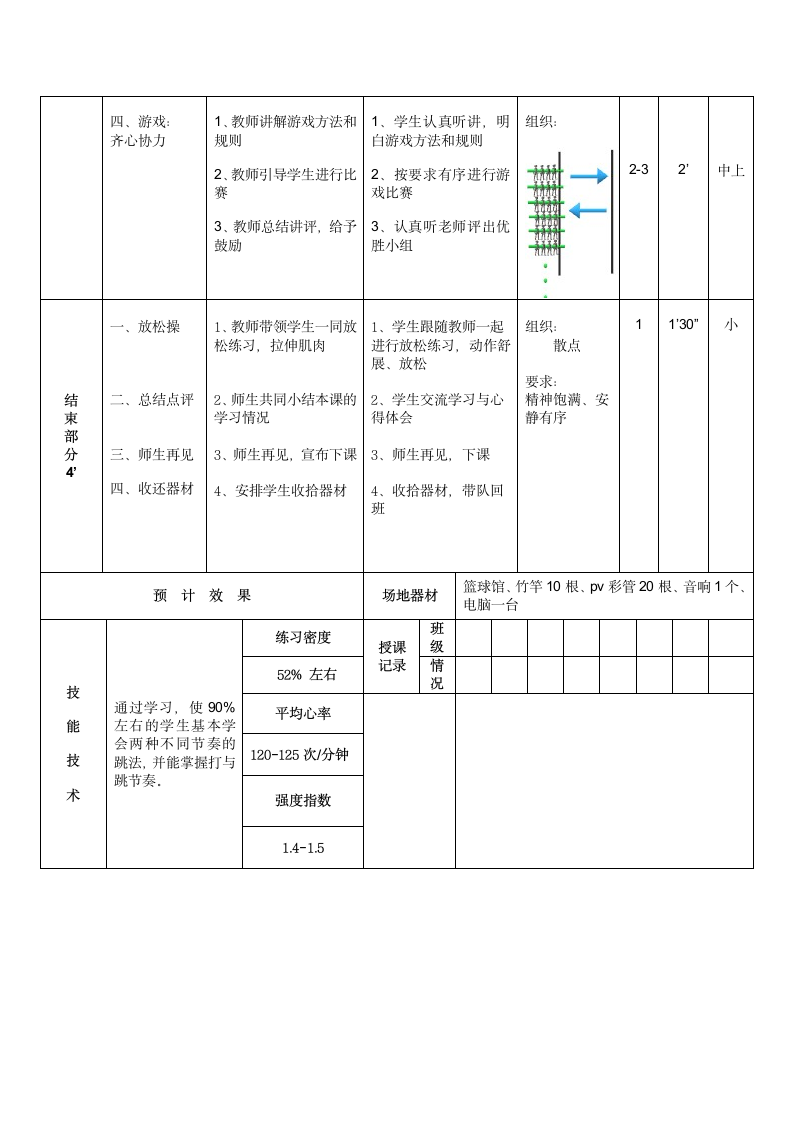 趣味竹竿舞（教案） 体育四年级上册.doc第5页