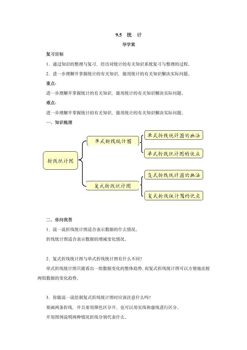 人教版 五年级数学下册 9.5统计 导学案.doc第1页