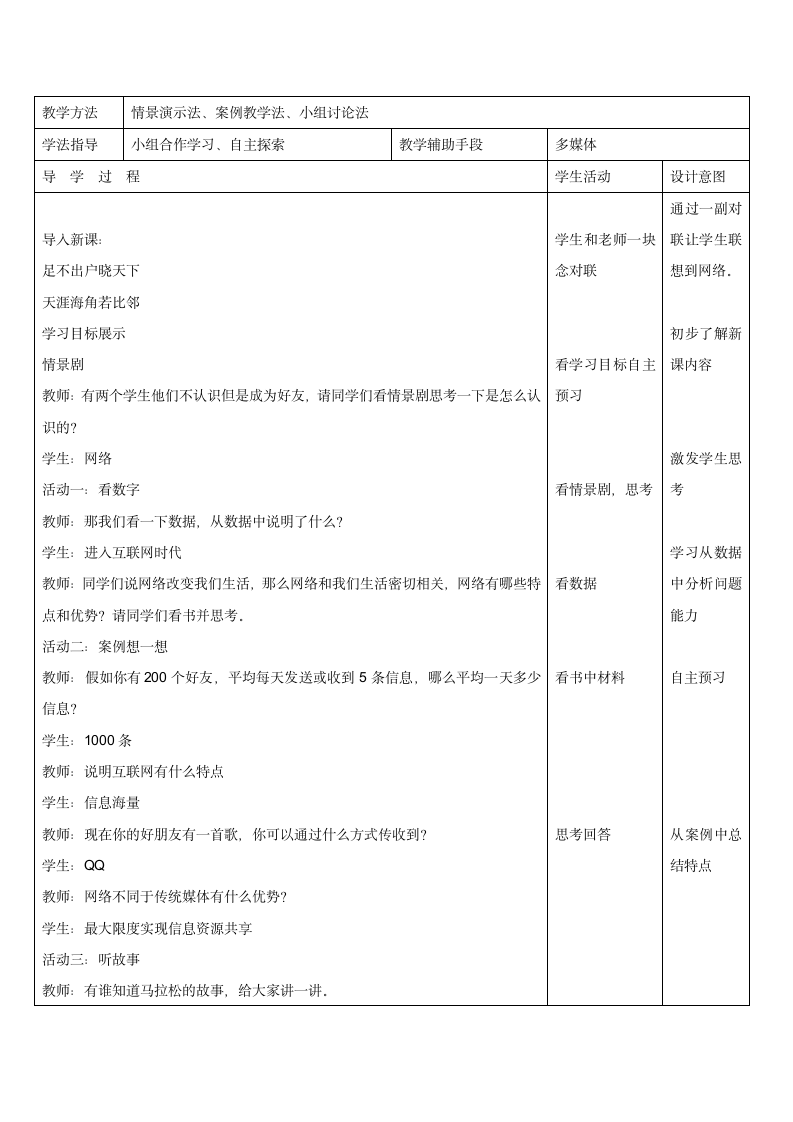 第十三课第1课时   网络改变生活 教学设计（表格式）.doc第2页