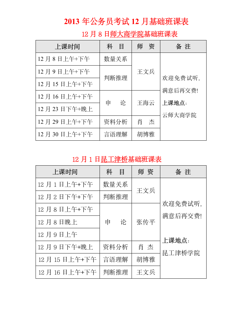 云南师范大学商学院课表第1页