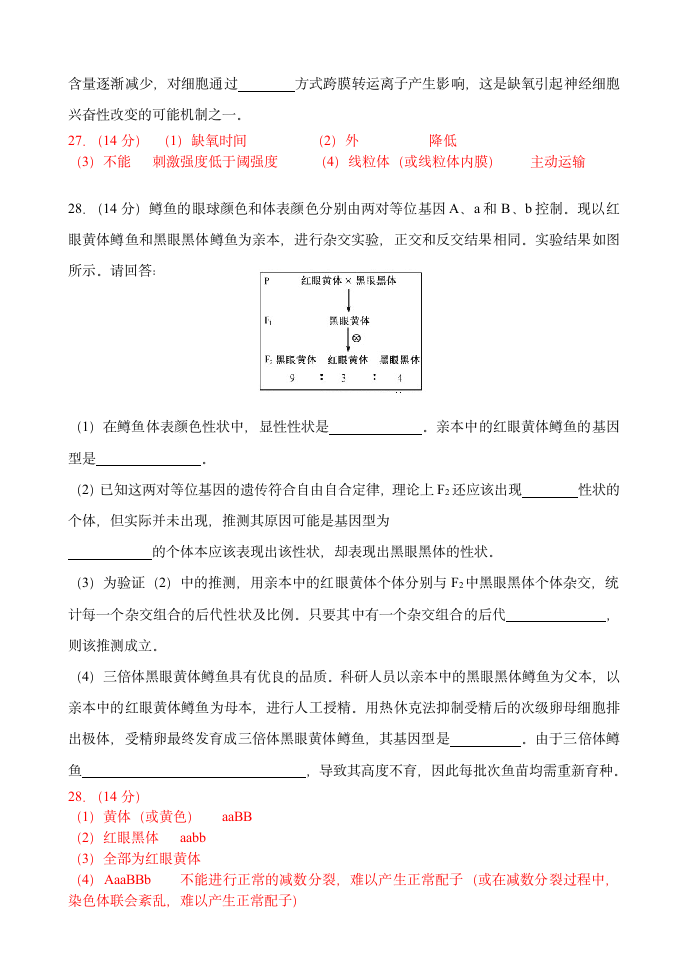 2015年高考生物(福建卷)第4页