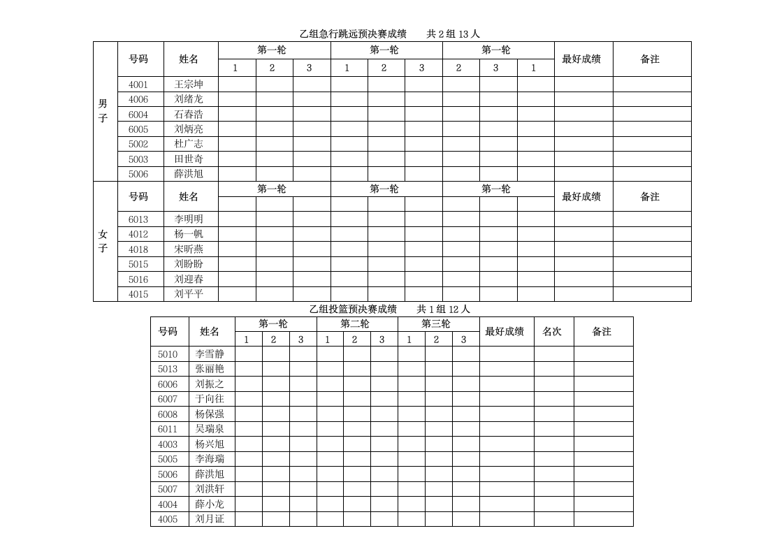 运动会成绩记录表2第4页