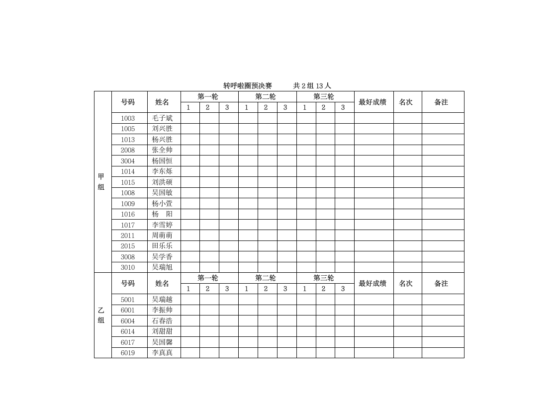 运动会成绩记录表2第5页