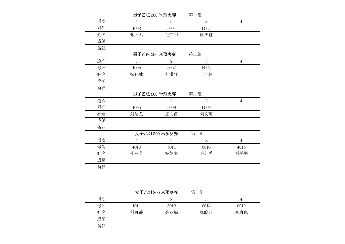 运动会成绩记录表2第6页